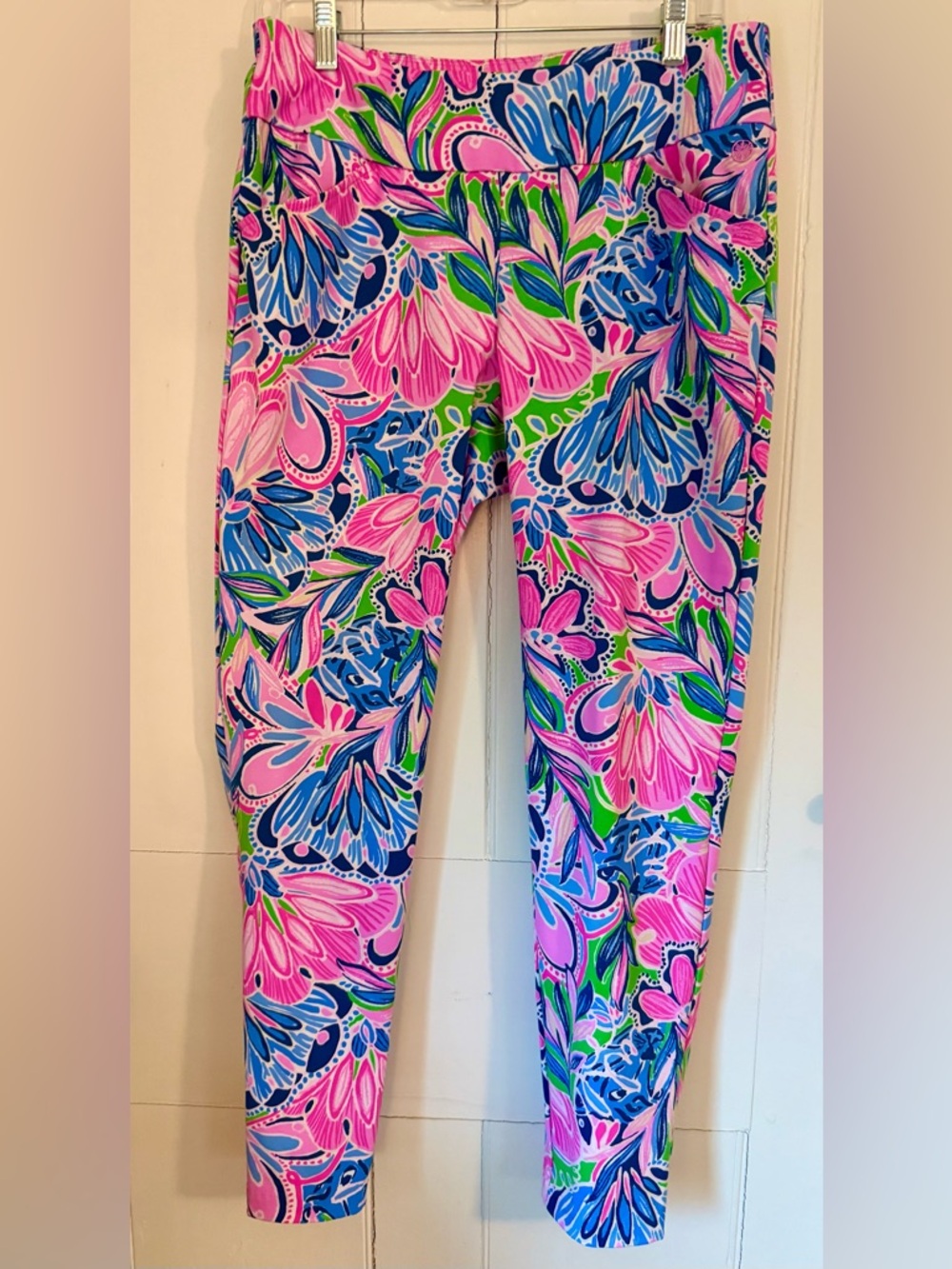 Lilly Pulitzer Luxletic Vibrant Leggings - Pink, Blue & Green Size 10/M/L